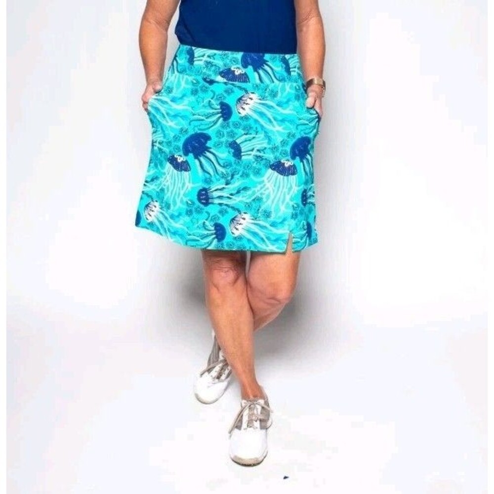 Katherine Way Skort Jellyfish Green/Blue Multicolor Golf Women's Size Large - Picture 2 of 8